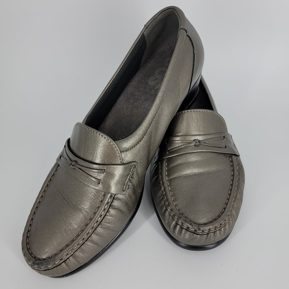 SAS Easier Wedge Moccasin Dress Loafer Leather Pewter Made in USA Women’s 9W